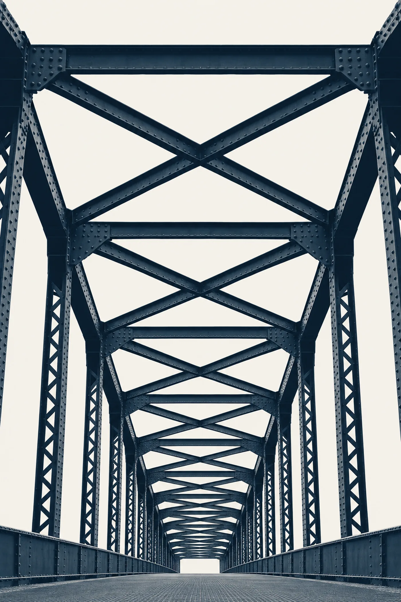 Steel truss bridge structure in duotone